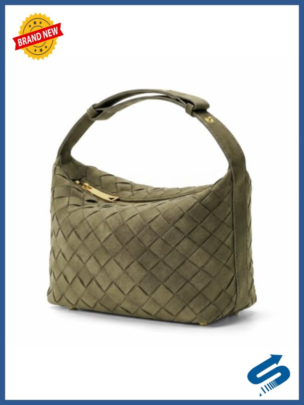 Hand-Woven Faux Suede Hobo Bag Vegan Leather Shoulder Purse